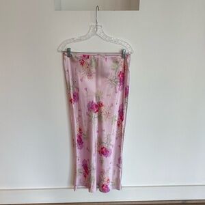 LoveShackFancy Castle Floral Midi Skirt in Pink